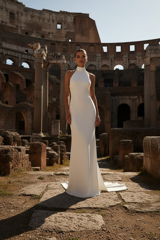 The Soirée Signature Pearl Halter Gown