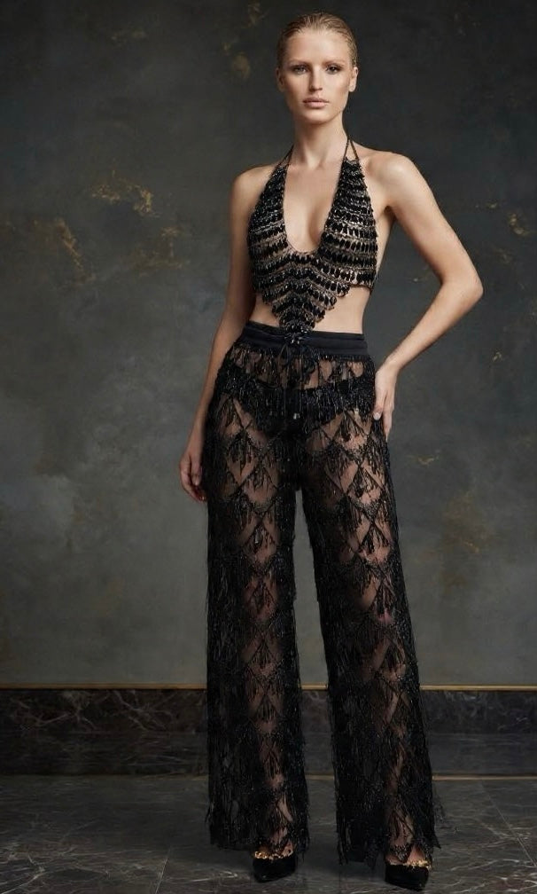 Celestial Noir Pants and Halter Top Set