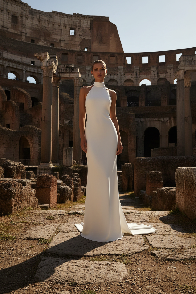 The Soirée Signature Pearl Halter Gown