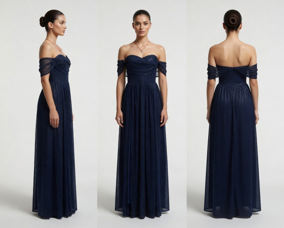 La Belle Soirée Sequin Strapless Gown with High Slit – Champagne, Blue, Pink
